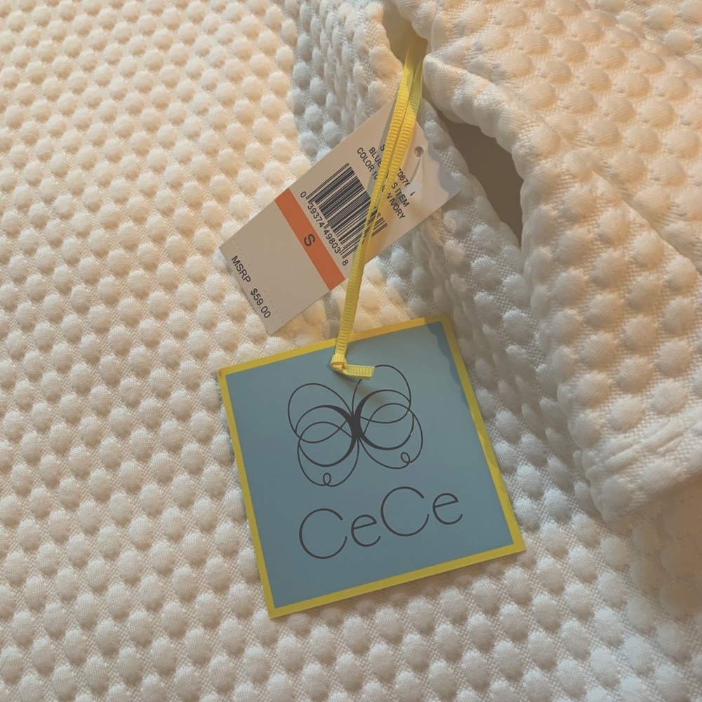 NWT Cece White Ruffle Sleeve Top - Sz S